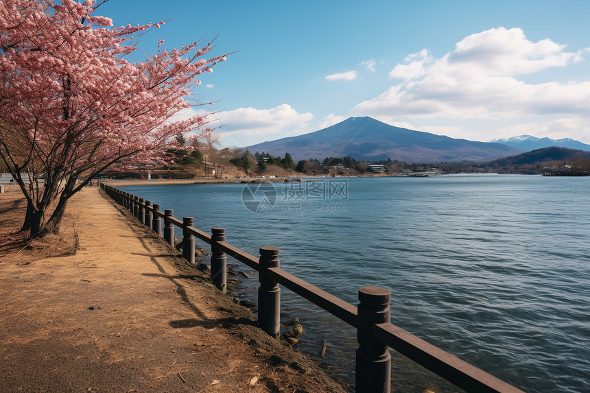 富士山下的美丽景色图片