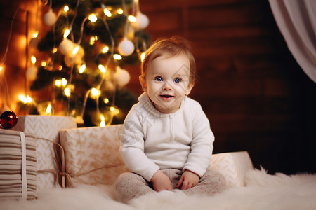 冬季宝宝素材圣诞节可爱的小孩背景