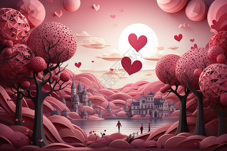 粉色的浪漫城堡图片