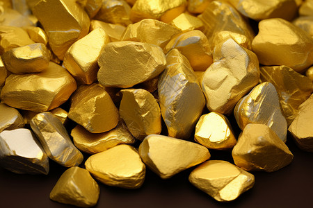 金石采掘出的黄金矿石背景
