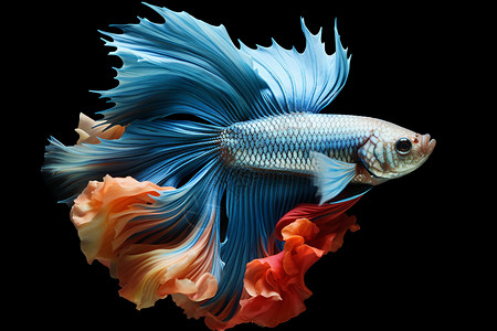 美丽的红蓝暹罗鱼背景图片