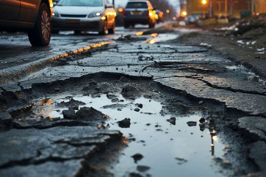 坑洼不平的道路图片