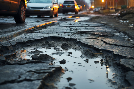 坑洼不平的道路图片