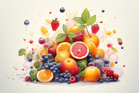 新鲜的水果插画背景图片