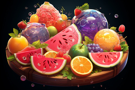 美味水果西瓜彩色的水果设计图片