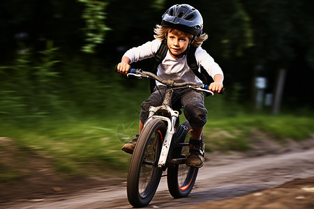 戴头盔骑车的小男孩背景图片