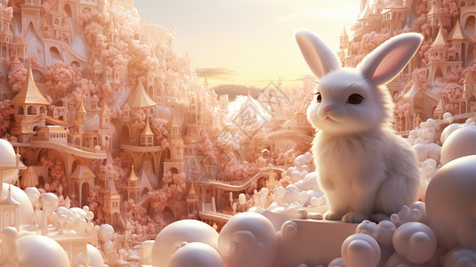 童话兔子王国背景图片