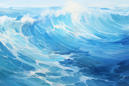 海浪的插画背景图片