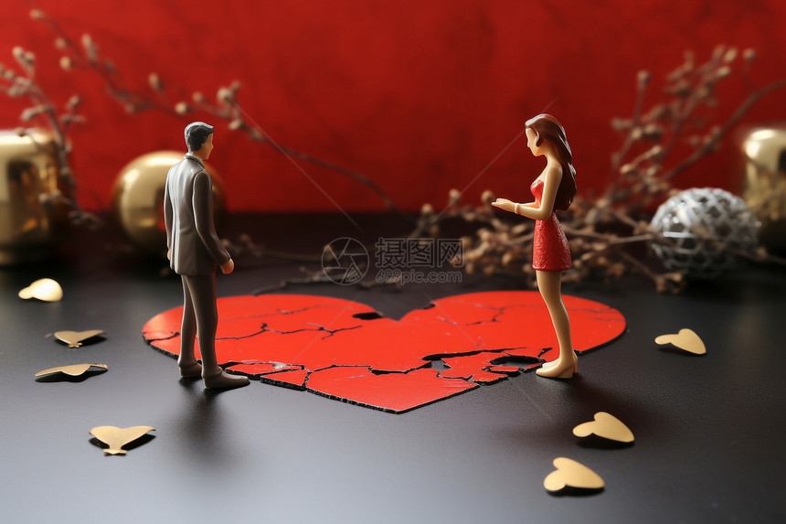 夫妻吵架离婚的概念图图片