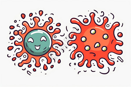 细胞卡通卡通风格生物病毒细胞插图插画