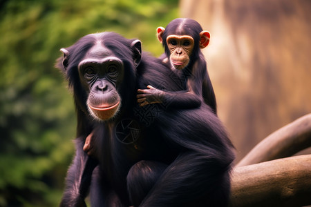 猴子妈妈背着猴子图片