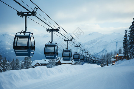 滑雪缆车锚滑雪缆车高清图片