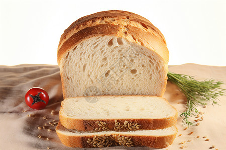 木板上的小麦面包背景图片