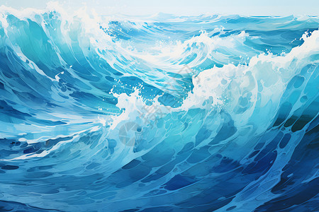 蓝色的大浪背景图片