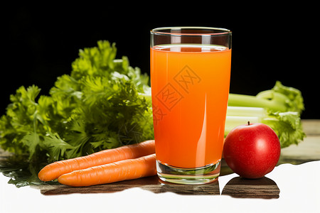 健康的食品胡萝卜苹果汁高清图片