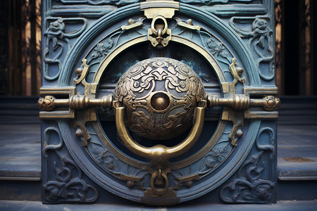 民族装饰经典传统金属门环背景