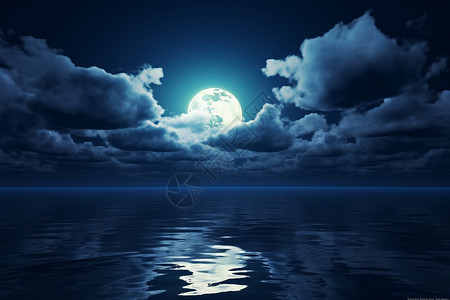 海上的圆月背景图片