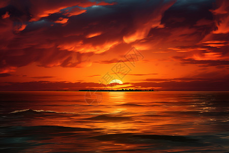 海洋上的黄昏美景图片