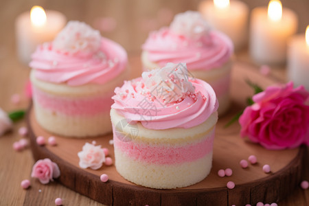 甜蜜奶油粉色小蛋糕高清图片