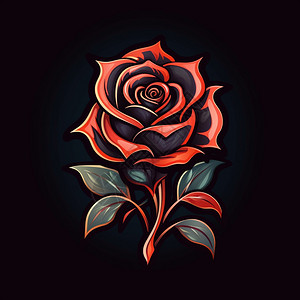 金色logo玫瑰标志插画