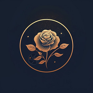 金色logo金色玫瑰徽章插画