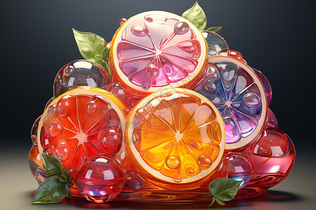 鲜明玻璃质感香橙背景图片