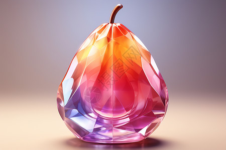 水晶香梨半透明玻璃质感多彩香梨插画