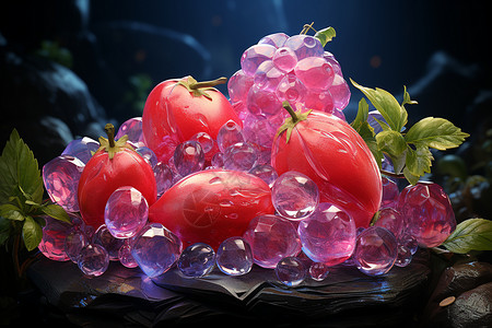 水晶质感莓果背景图片