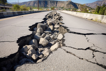 开裂的路面破碎道路高清图片