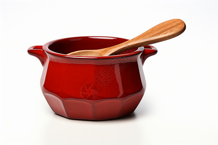 木锅红色的陶瓷容器背景