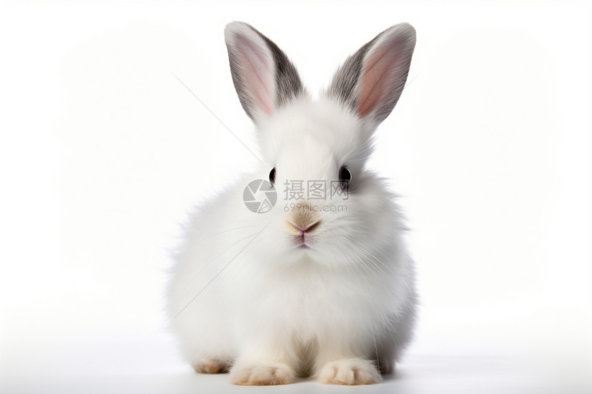 灰色耳朵的兔子图片