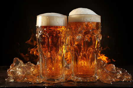 冰镇泡沫啤酒饮品图片