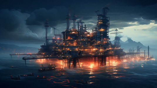 海洋上的工厂背景图片