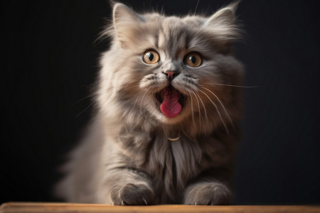 伸着舌头的宠物猫高清图片