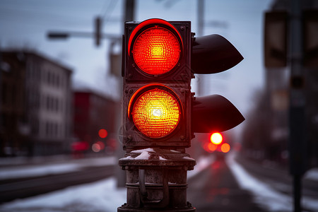 道路中的红色信号图片