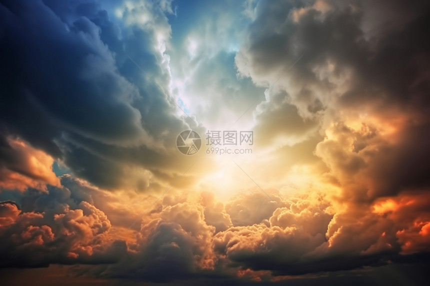 太阳映照的云彩图片