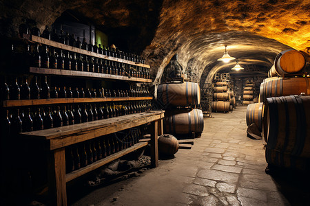 葡萄酒酒窖内部环境图片