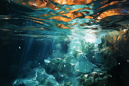 海底风光美丽的海底世界插画