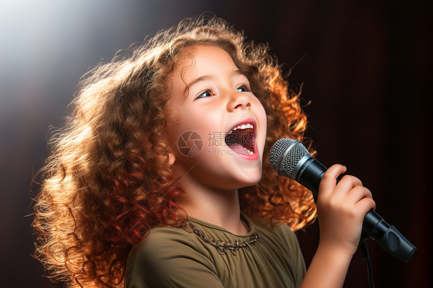 正在歌唱的小女孩图片