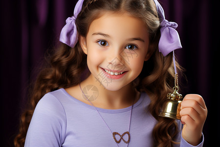 紫色系装扮小女孩背景图片