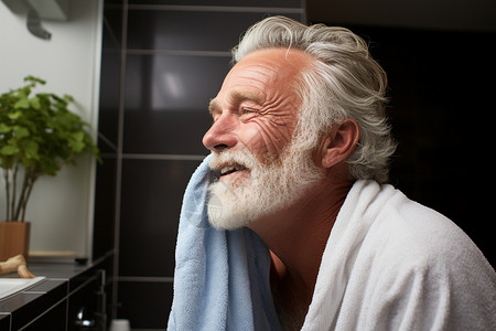 卫生间洗漱的老人图片