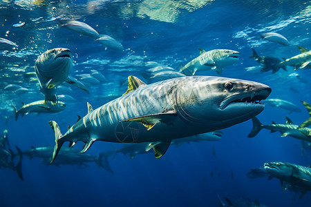 深海鱼群背景图片