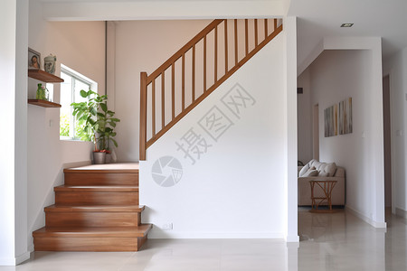 室内简约的木质楼梯图片