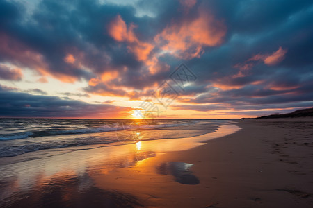 海岸黄昏美景图片