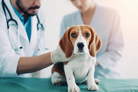 动物医院给狗狗看病的医生背景