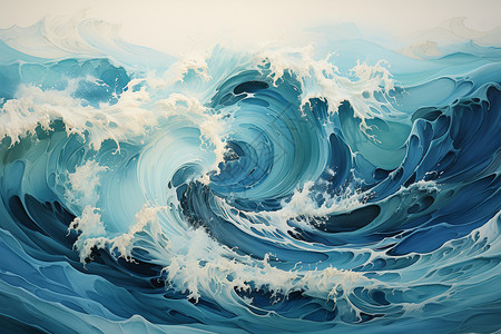海中海浪翻卷图片
