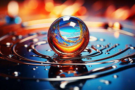 蓝色圆形水珠炫彩水滴艺术造型设计图片