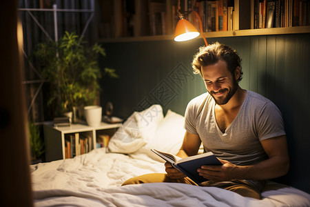 夜晚阅读的男人背景图片
