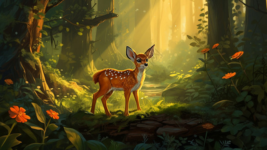 早起的鹿背景图片