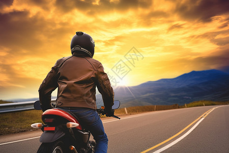 赶路的摩托车背景图片
